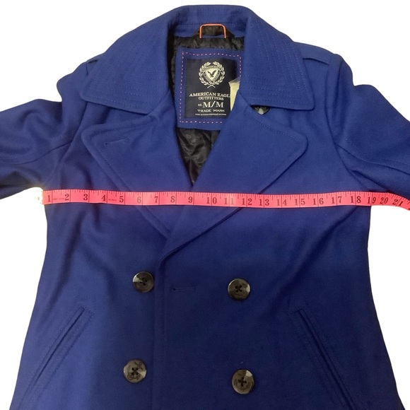 AMERICAN EAGLE BLUE WOOL BLEND DOUBLE BREASTED PEA COAT/ NWT/ Size M - Picture 12 of 15